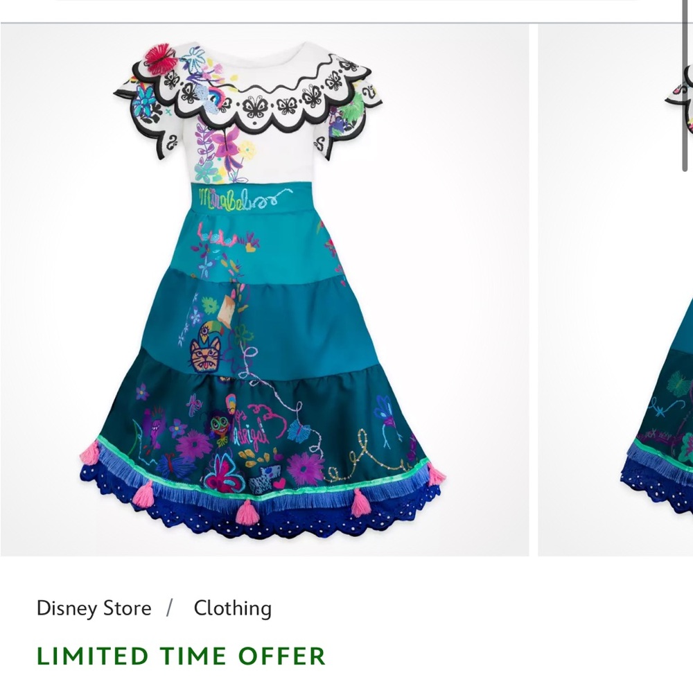 Disney Encanto Mirabel Costume Dress Embroidered Girls Size 4‎-6X